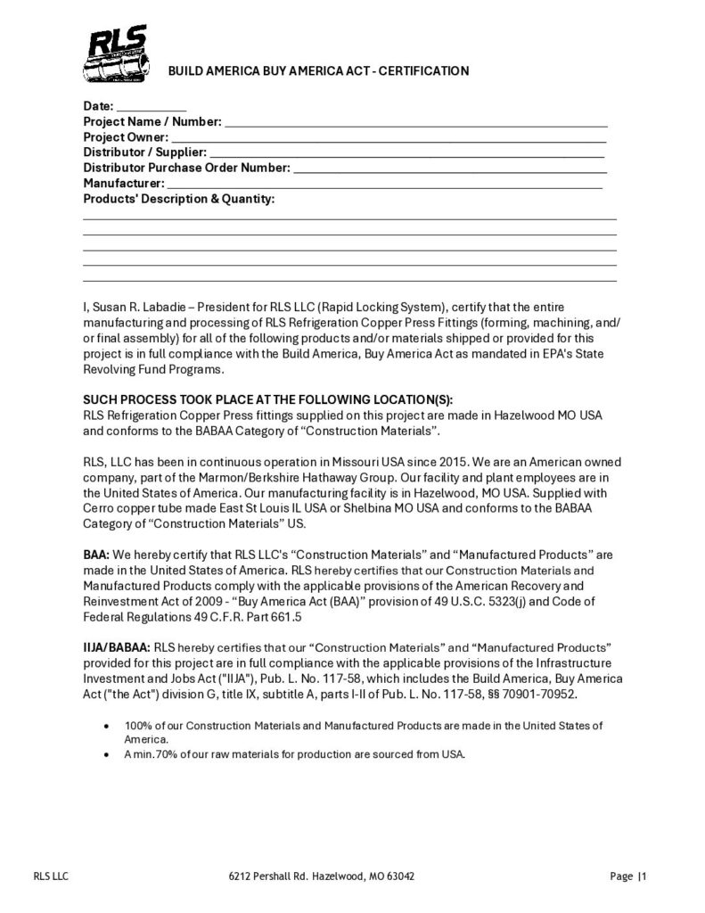 thumbnail of Build America, Buy America Act 2026 Form